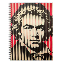 Caderno Espiral Beethoven no estilo de ilusão óptica BAUHAUS