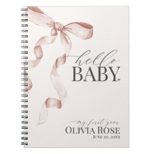 Caderno Espiral Beige Coquette Arco Girl Deu Meu Primeiro Ano