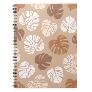 Caderno Espiral Beige monstera deixa um padrão sem descontinuidad