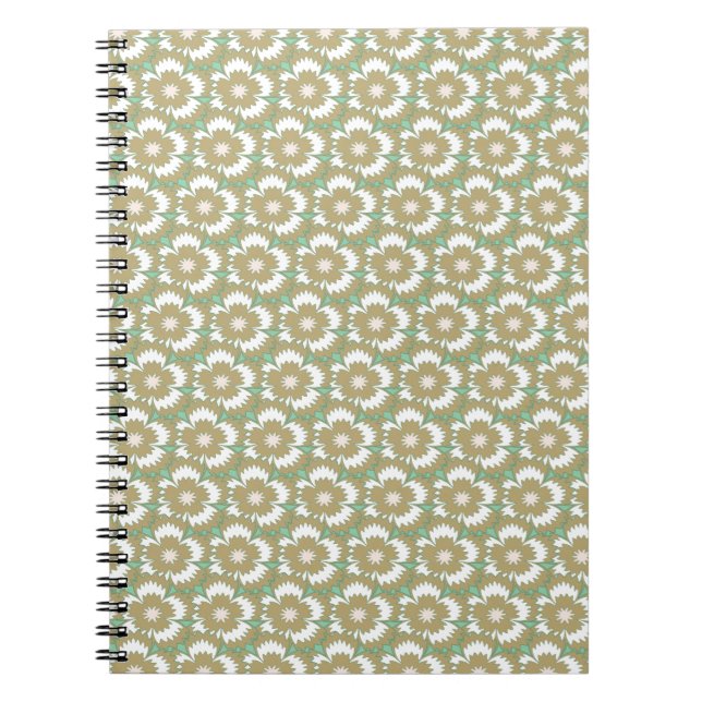 Caderno Espiral Beige venenoso e floral verde Dianthus Barbatus (Frente)