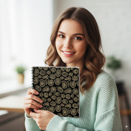 Caderno Espiral Beige venenoso fóssil trilobite padrão amonita