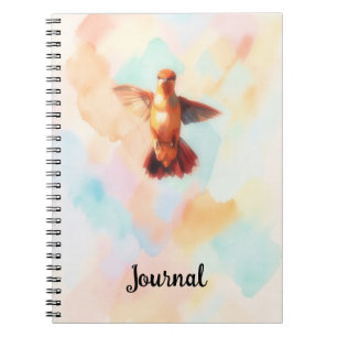 Caderno Espiral Beija-flor Aquarela Arte de Pássaro Personalizar