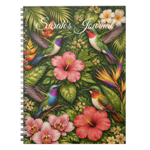 Caderno Espiral Beija-flor Botânico Tropical Personalizado