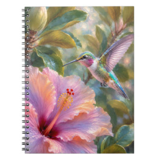 Caderno Espiral Beija-flor com Hibisco Aquarela