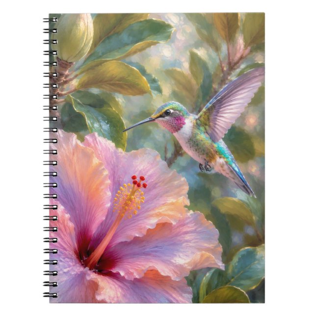Caderno Espiral Beija-flor com Hibisco Aquarela (Frente)
