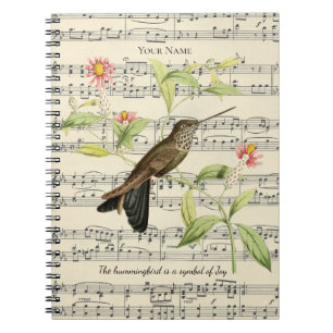 Caderno Espiral beija-flor símbolo de alegria gratidão notebook