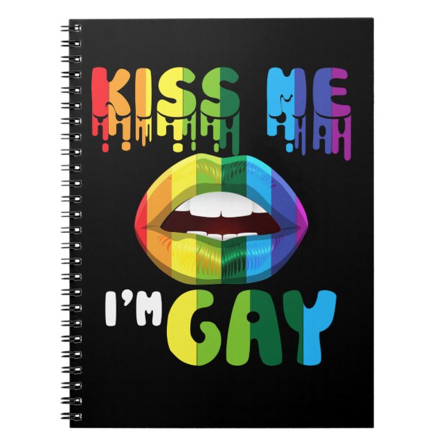 Caderno Espiral Beije-me Eu sou Gay homossexual orgulho LGBT (Frente)