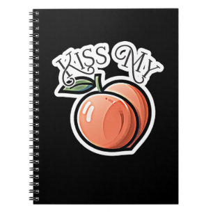 Caderno Espiral Beije meus pêssegos Fruta engraçada de pêssego