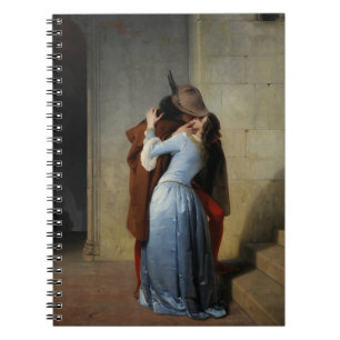 Caderno Espiral Beijo Em Azul Satin Francesco Hayez 1859