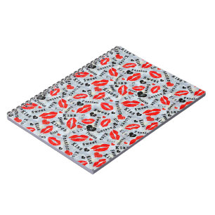 Caderno Espiral Beijo, lábios vermelhos.