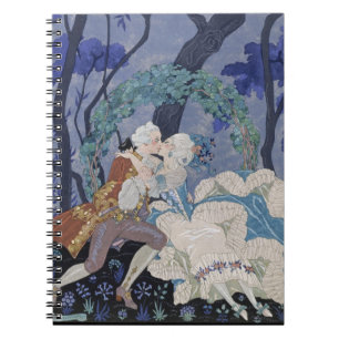 Caderno Espiral Beijo secreto, ilustração para "Fetes Galantes"