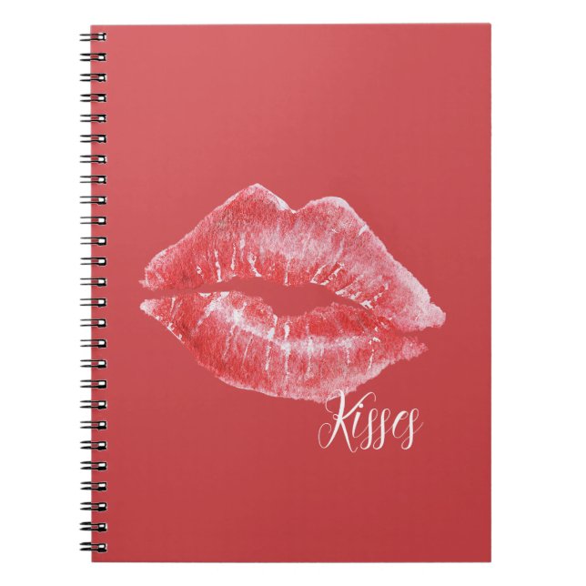 Caderno Espiral Beijos de Lábios Vermelhos (Frente)