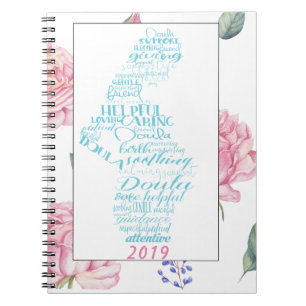 Caderno Espiral Beira cor-de-rosa da aguarela do registro de