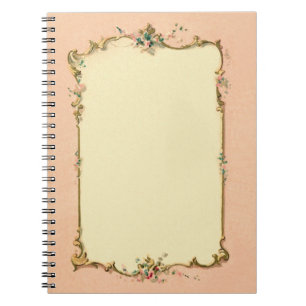 Caderno Espiral Beira francesa da página vazia do vintage chique