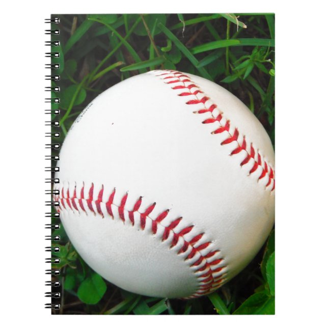 Caderno Espiral Beisebol Branco com Ponta Vermelha (Frente)