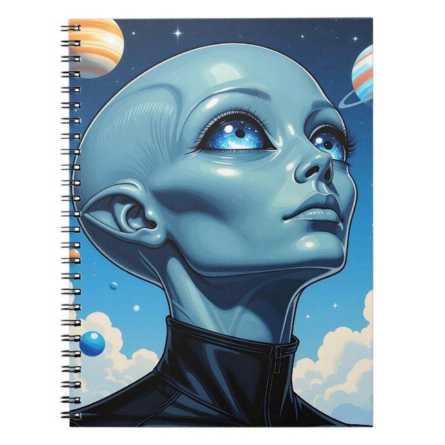 Caderno Espiral Bela Alienígena Extraterrestre Sendo (Frente)