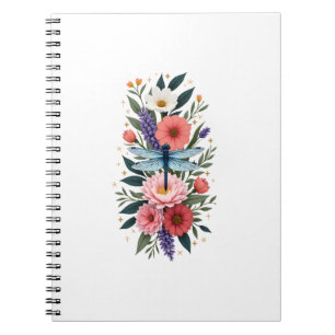 Caderno Espiral Bela Arte de Aquarela de Libélula Amante de Inseto