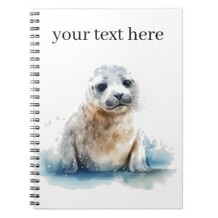 Caderno Espiral Bela focinha branca em branco e azul