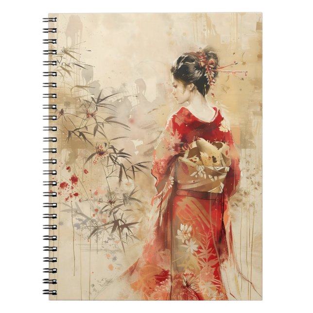 Caderno Espiral Bela Geisha em Pé (Frente)