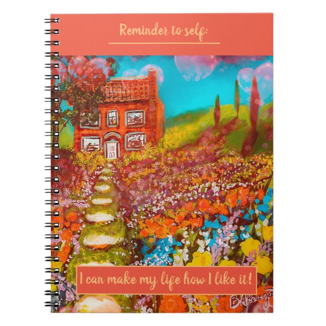 Caderno Espiral Bela plantação de jardim de flores com desejo de a (Frente)