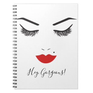 Caderno Espiral Beleza Makeup Face Lashes & Red Lábios Chic