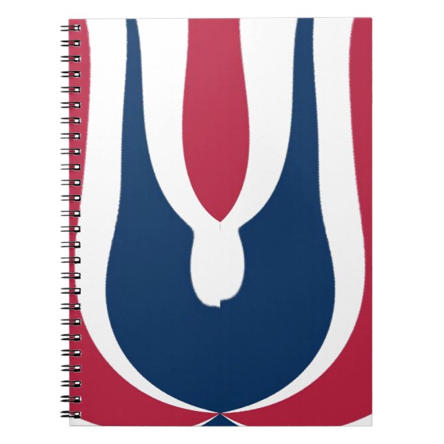 Caderno Espiral Belo Abstrato de cor vermelho, branco, azul de tex (Frente)