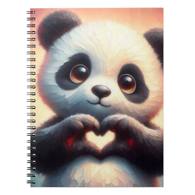 Caderno Espiral Belo Amor Coração Panda (Frente)