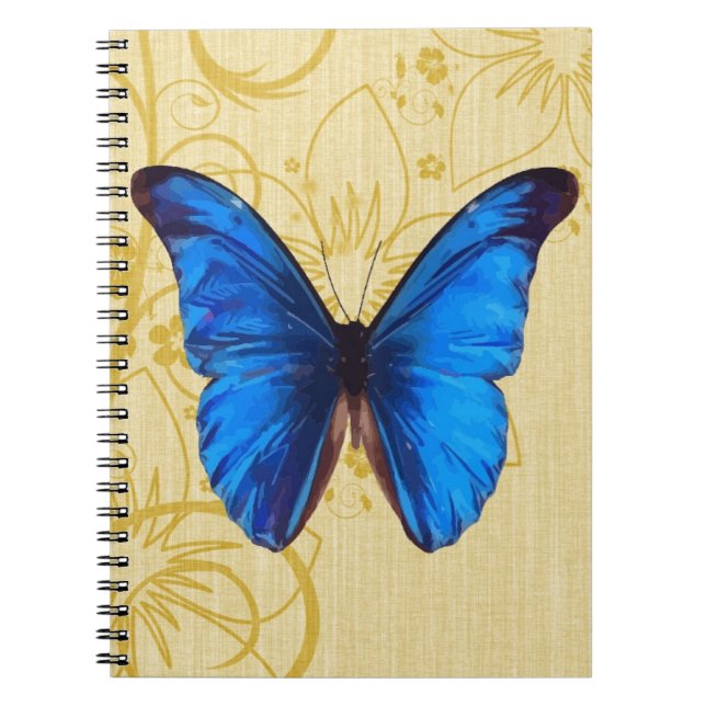 Caderno Espiral Belo Blue Butterfly Vintage art (Frente)