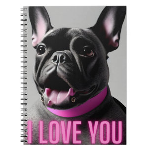Caderno Espiral Belo Buldogue Francês Eu Te Amo Diário