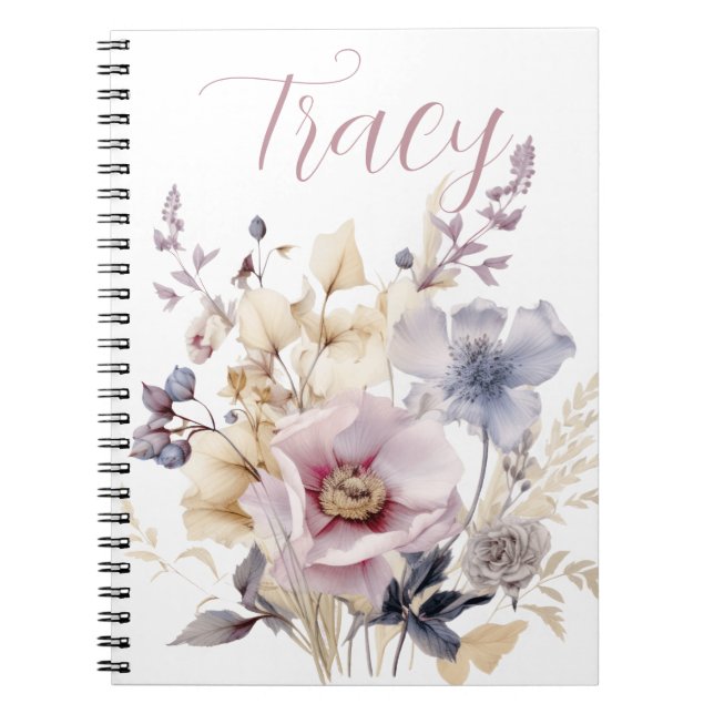 Caderno Espiral Belo Buquê Floral Personalizado (Frente)