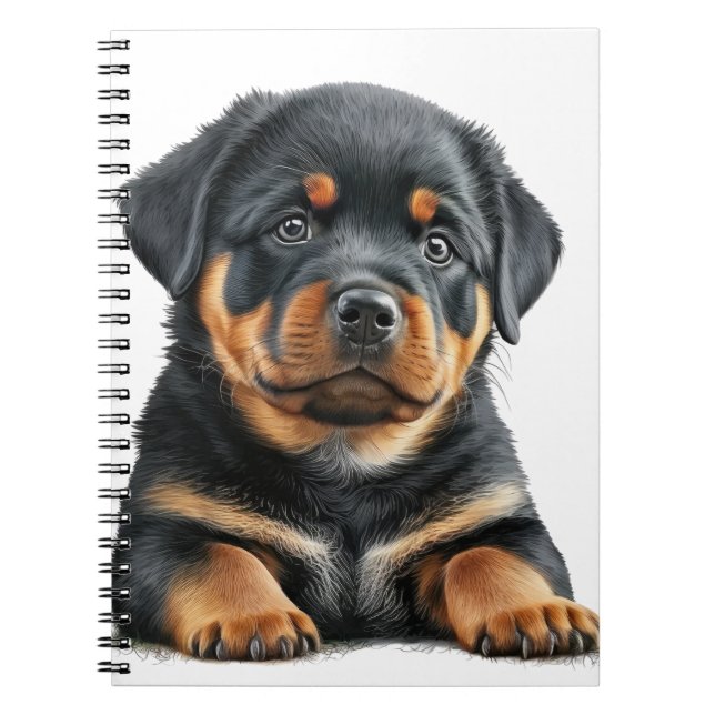 CADERNO ESPIRAL BELO CÃO NEGRO E TAN ROTTWEILER (Frente)