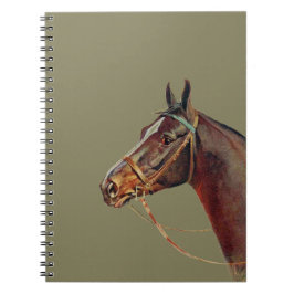 Caderno Espiral Belo cavalo marrom escuro, retrato antigo