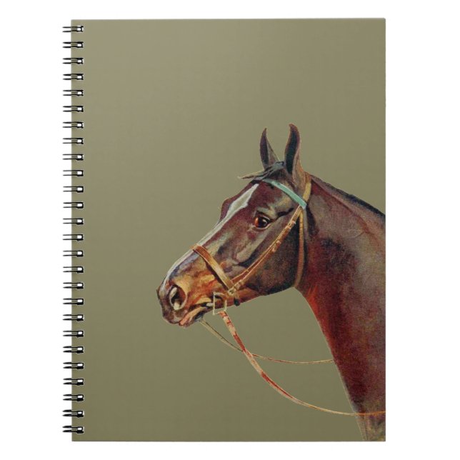 Caderno Espiral Belo cavalo marrom escuro, retrato antigo (Frente)