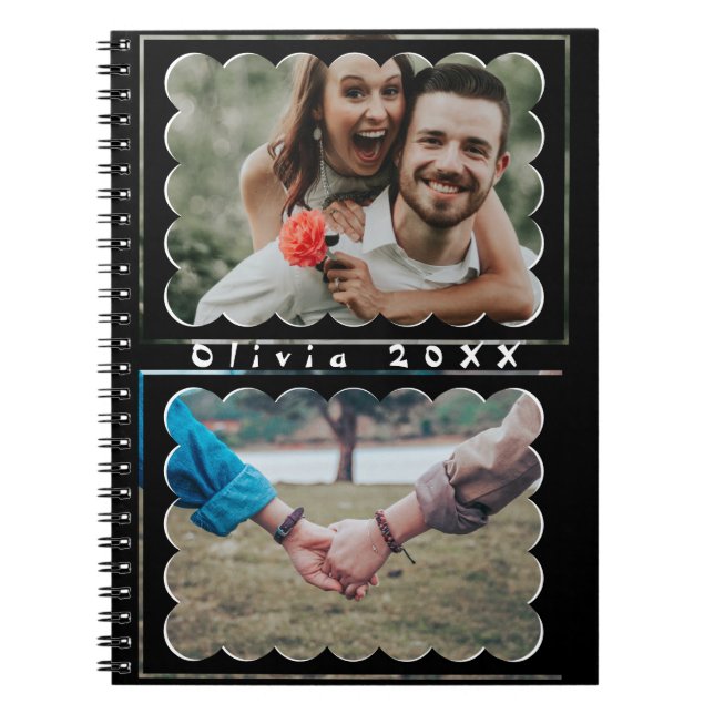 Caderno Espiral Belo Colar de Fotos Personalizado com Monograma 2  (Frente)