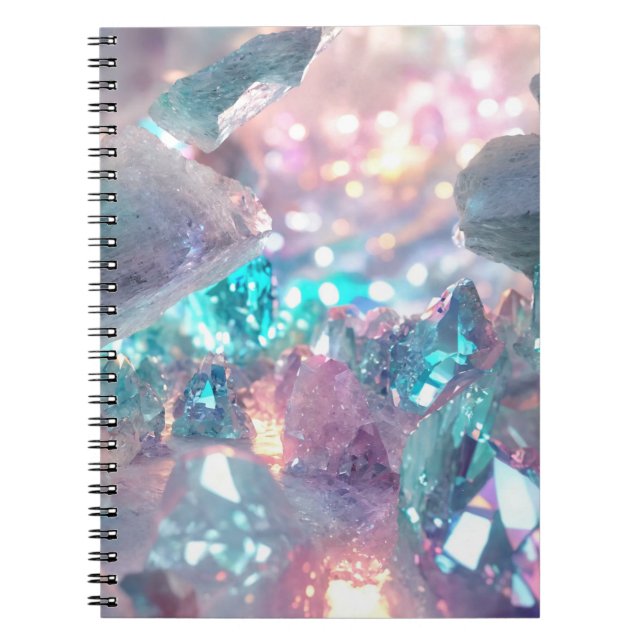 Caderno Espiral Belo cristal de quartzo brilhante (Frente)
