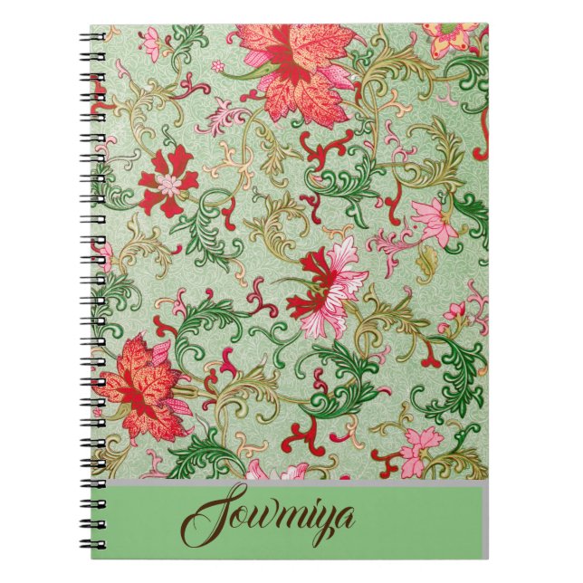 Caderno Espiral Belo design de colheita personalizado (Frente)