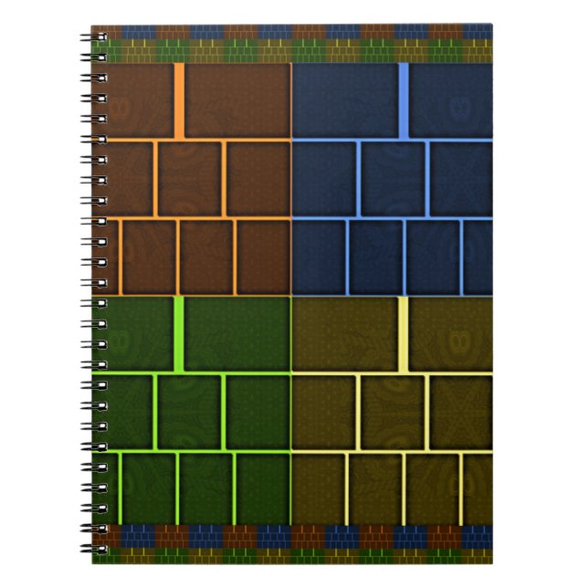 Caderno Espiral Belo Design Geométrico de Cores de Arco-íris Incrí (Frente)