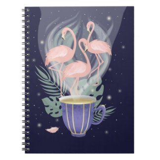 Caderno Espiral Belo Flamingo, Rosa Exótico, Hora do Chá