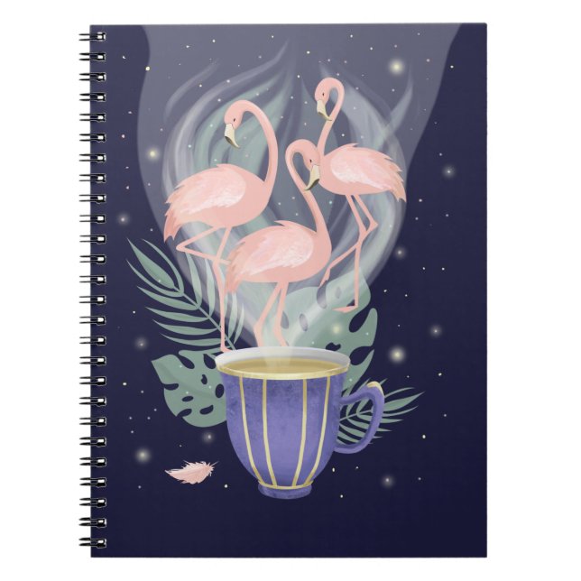 Caderno Espiral Belo Flamingo, Rosa Exótico, Hora do Chá (Frente)