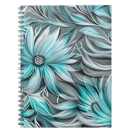 Caderno Espiral Belo Impressão Floral Azul