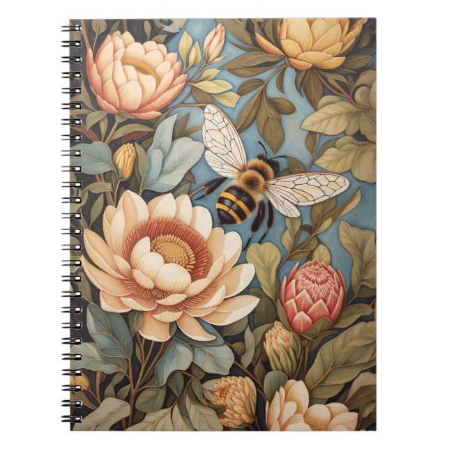 Caderno Espiral Belo Jardim Com Flores De Protea (Frente)