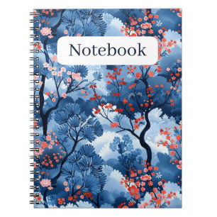 Caderno Espiral Belo Marinho Azul, Impressão de Flor Azul
