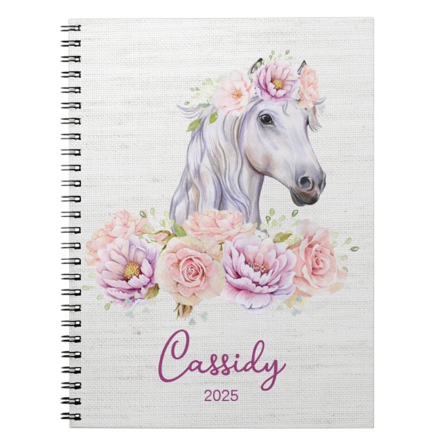 Caderno Espiral Belo nome Floral Pony DIY (Frente)