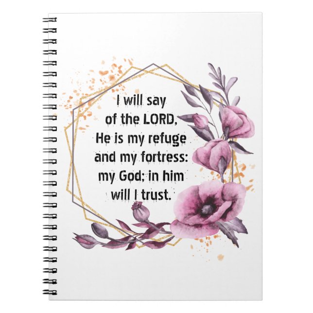 Caderno Espiral Belo notebook Floral Psalm 91 (Frente)