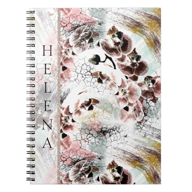 Caderno Espiral Belo notebook para na moda de orquídea (Frente)