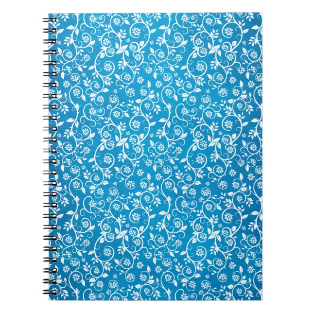 Caderno Espiral Belo Padrão Geométrico Azul (Frente)