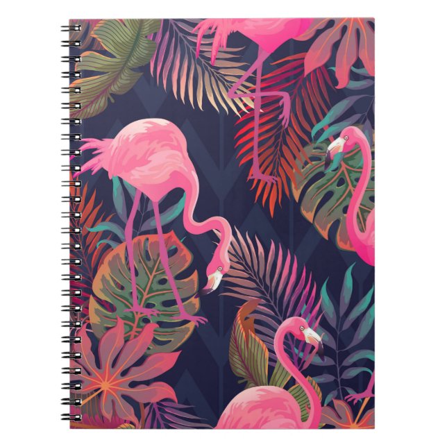 Caderno Espiral Belo padrão tropical sem descontinuidades com flam (Frente)