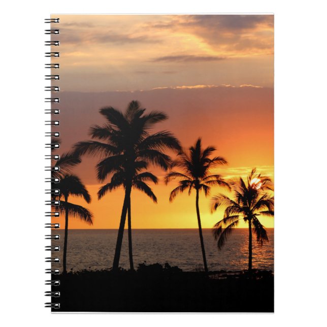 Caderno Espiral Belo pôr do sol na praia (Frente)