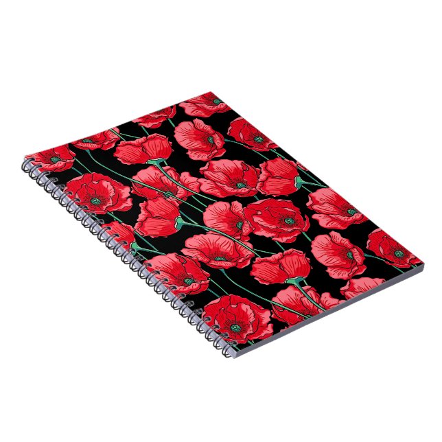 Caderno Espiral Belo Relembrance Red Poppy Patterno (Lado Direito)