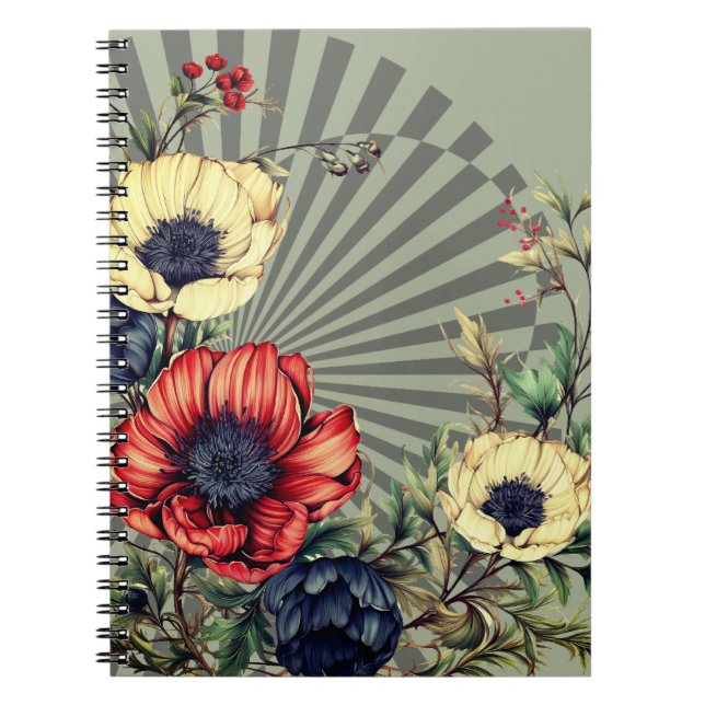 Caderno Espiral Belos Florais de Crisântemo (Frente)